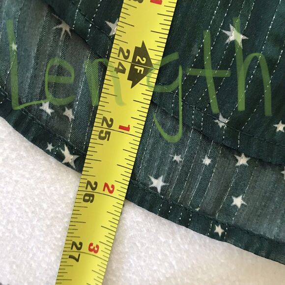 Modcloth Green Striped Star Long Sleeve Whimsigoth Retro Blouse Shirt Top - S - Picture 7 of 10